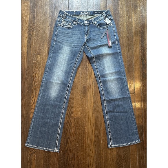 NWT Rock & Roll Denim Jeans Women's 30x34 Blue Juniors Riding Boot Cut Cowgirl - Picture 2 of 12